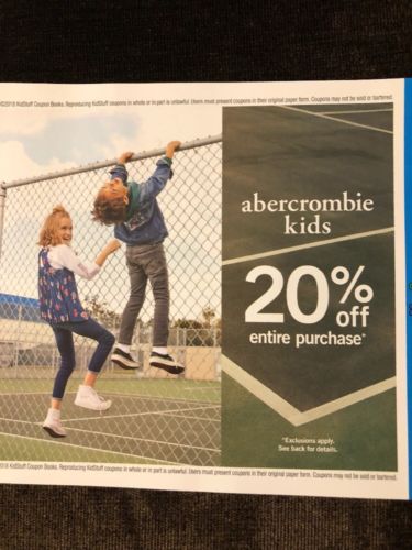 2 ABERCROMBIE KIDS 20% OFF PURCHASE COUPONS IN STORE ONLY EXPIRES 12/31/19