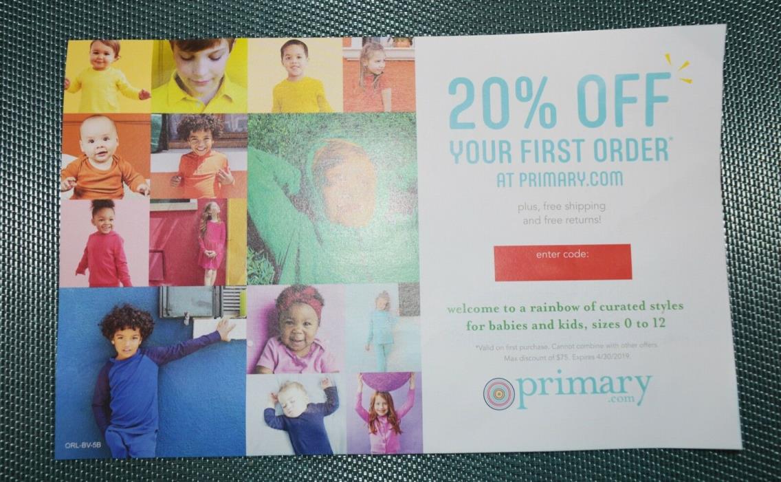 Primary com babies & kids sz 0-12 first order 20% off plus shipping