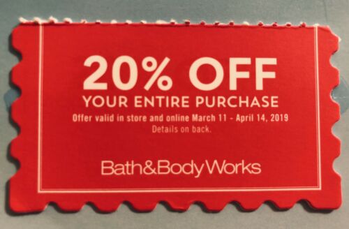 Bath and Body Works Coupon 20% Your Entire Purchase