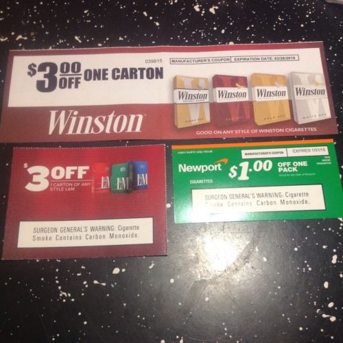 Cigarette Coupons - Winston - L & M - Newport-$7 Value