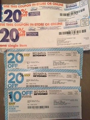 Bed Bath Beyond Coupons - Lot of 5 (4) 20% Off & (1) $10 Off $30