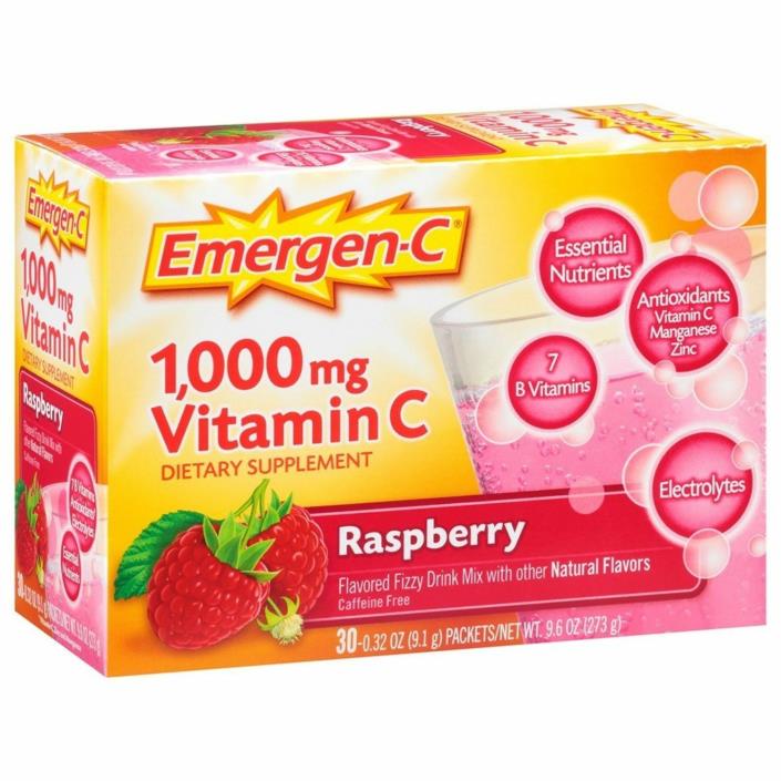 Emergen-C 30ct Raspberry Flavor 1 Month Supply EXP 10/17