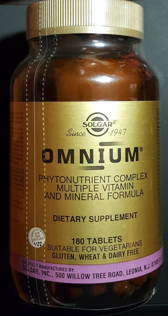 Solgar OMNIUM Phyonutrient Multiple Vitamin and Mineral Formula 180 Tabs 3/19
