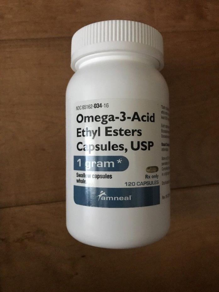 OMEGA 3 Acid Ethyl Esters 120 Capsules, USP 1 gram Amneal Pharm New