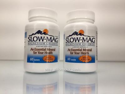 Slow-Mag Magnesium + Chloride + Calcium Dietary Supplement - 120 Tablets 2PK