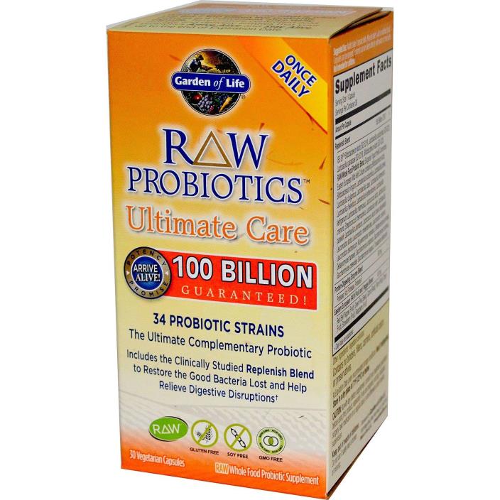 Garden of Life Ultimate Care Probiotics 30 Capsules 34 Strains 100 Billion FAST