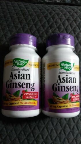 2 Natures Way Asian Ginseng 60 Caps. FRESH!! Exp. 4-2020