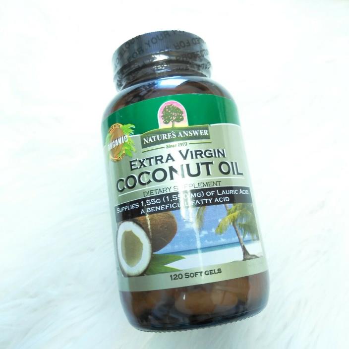 New NATURE'S ANSWER Extra Virgin Coconut Oil Supplement, 120 Softgels EXP5/2019