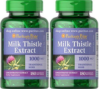 Puritan's Pride 2-pack of Milk Thistle 4:1 Extract 1000 Mg (Silymarin)-180..