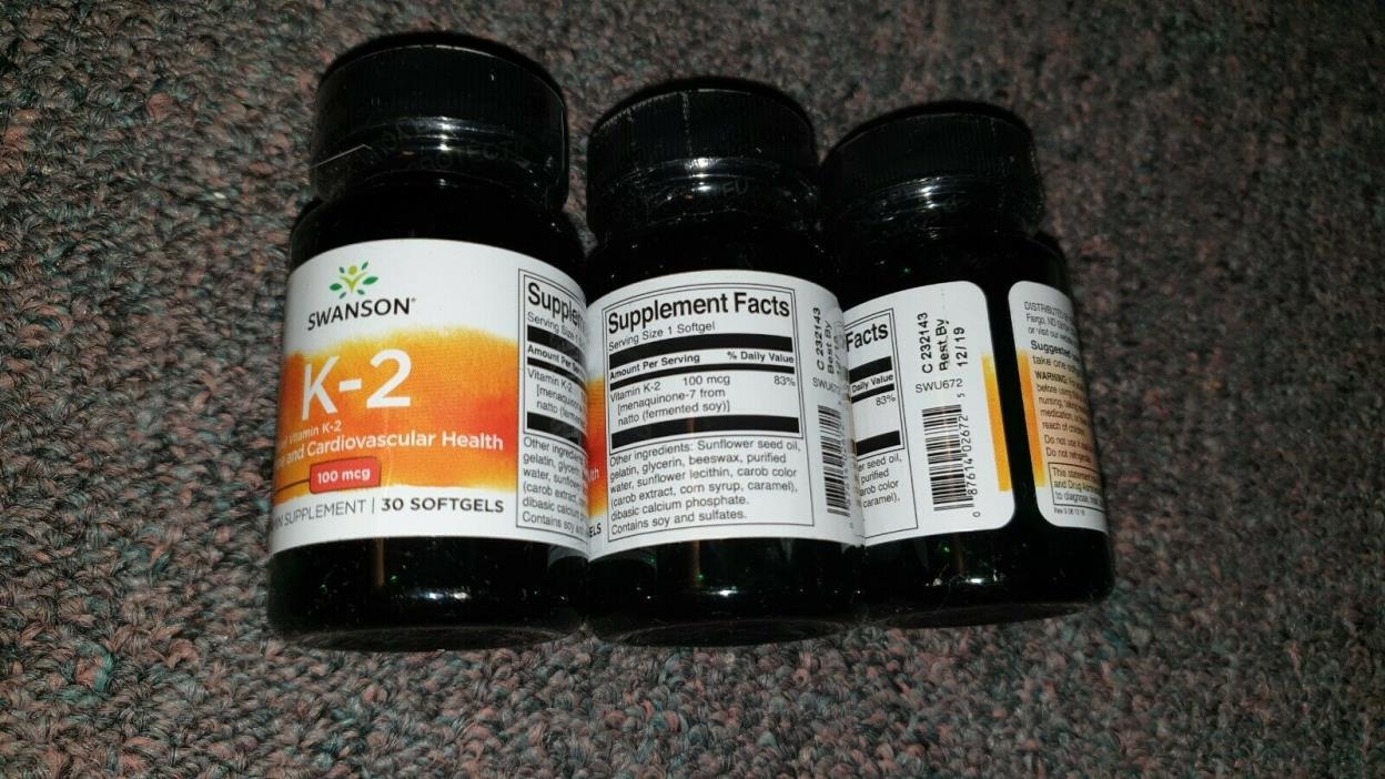 SWANSON ULTRA Vitamin K2-100 mcg - 30 Softgels - Mfg. Date 12/2019 - SEALED!