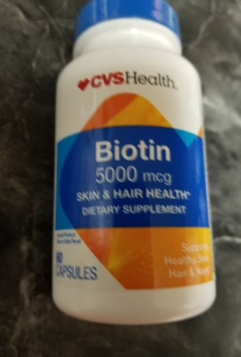 CVS BIOTIN 5000 mcg DIETARY SUPPLEMENT SEALED-60 CAPSULES EXP 3/20 OR LATER