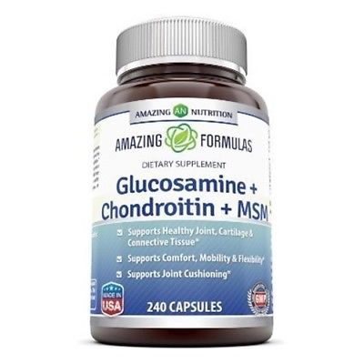 Amazing Formulas Glucosamine + Chondroitin + MSM - 240 Capsules - Supports Healt