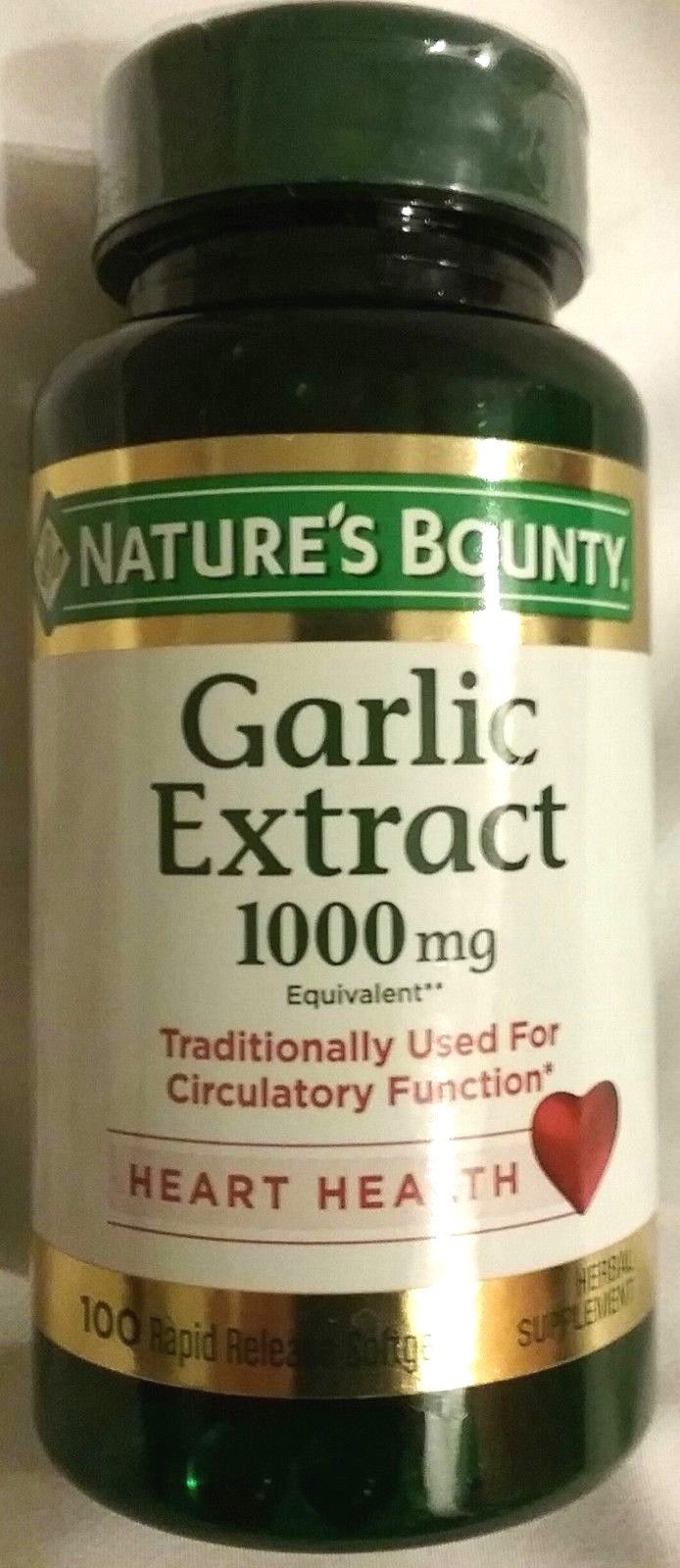 GARLIC EXTRACT Nature's Bounty 1000 mg 100 Rapid Release Softgels Supplement NEW