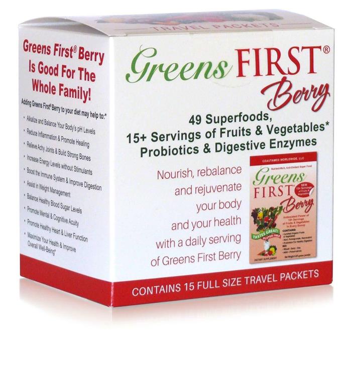 Greens First Berry - Probiotics & Digestive Enzymes - 15 Count Travel packets