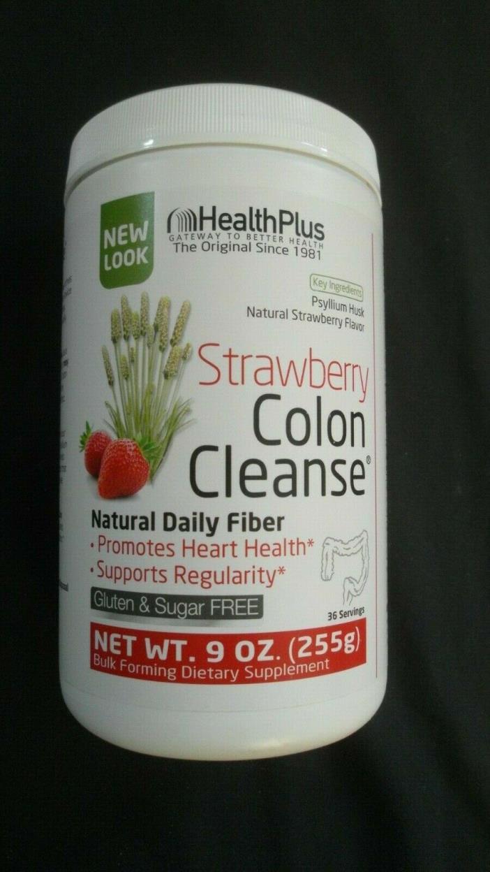 Health Plus Strawberry Colon Cleanse Natural Daily Fiber 9 Oz 36 Servs OPENED @