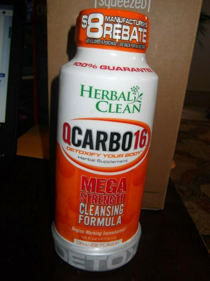 Herbal Clean QCARBO 16 ORANGE Detox Drink 16 oz NEW begins working Immediately