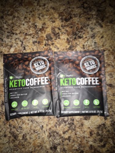 It Works! KetoCoffee Keto Coffee 2 Single Serve Packets - New! Carb Management