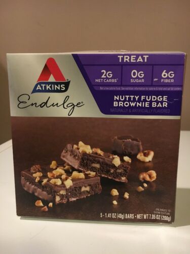 Atkins Endulge Treat, Nutty Fudge Brownie Bar, 5 Count  Exp 05/2019 New Sealed