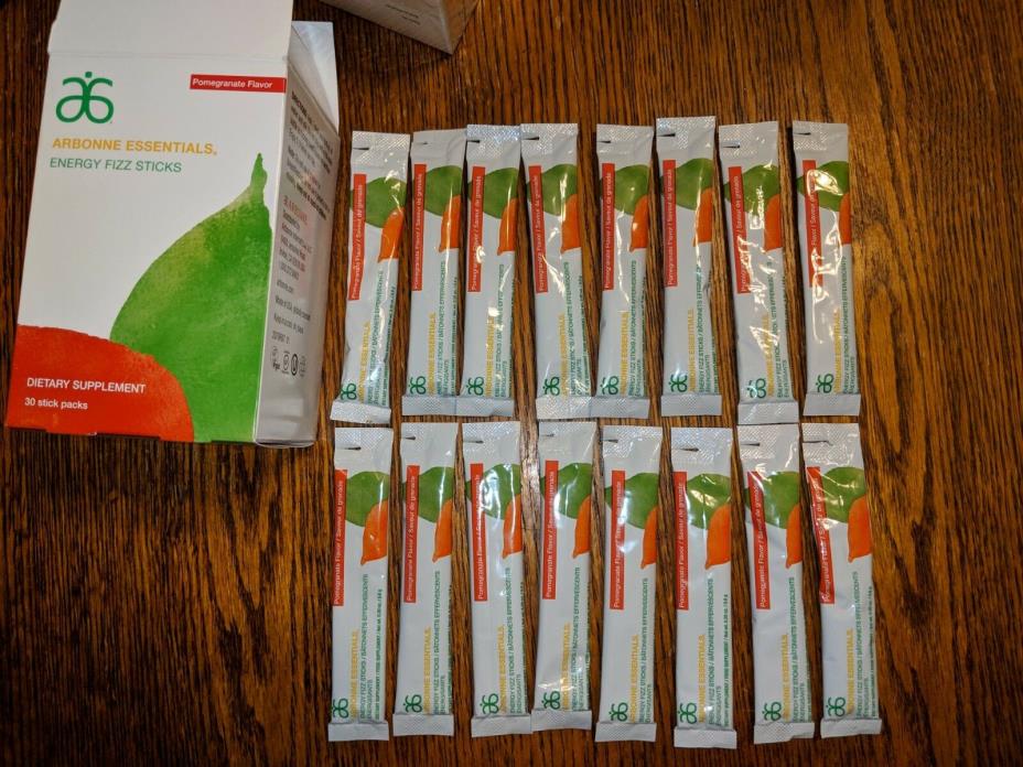Arbonne Pomegranate Fizz Sticks, opened, 16 packets/sticks