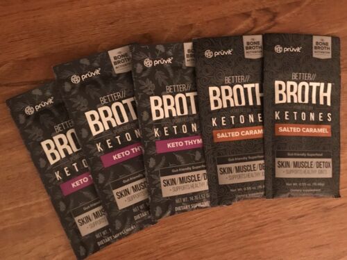 Pruvit Better Bone Broth Keto Thyme 3 Pack Pruvit Broth Salted Caramel 2 Packets