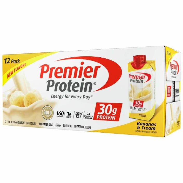 Premier Protein High Protein Shake, Bananas & Cream (11 fl. oz., 12 pack)