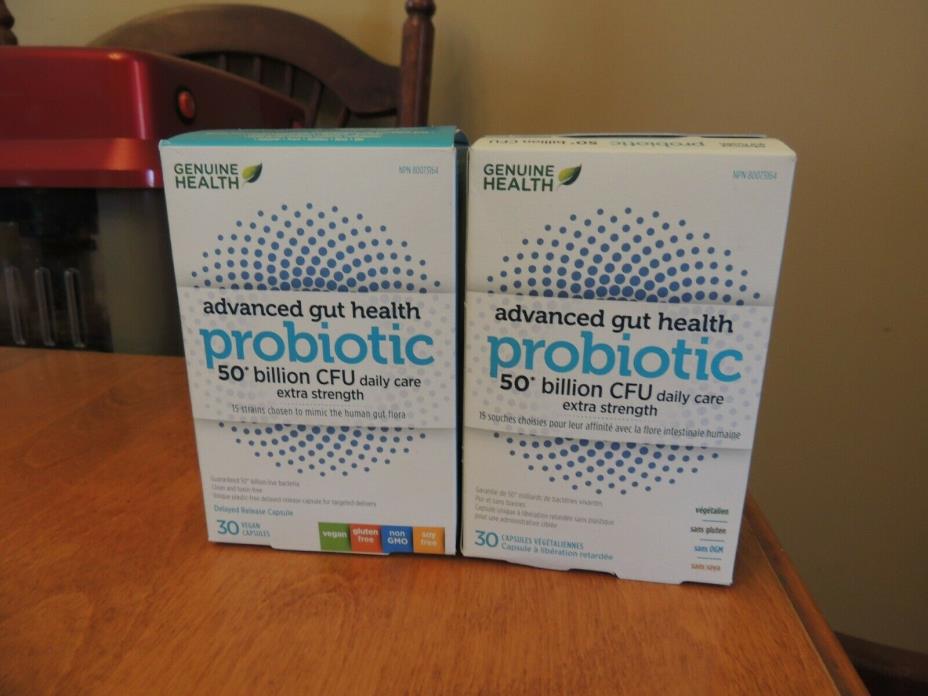 Lot of 2x Genuine Health Advanced Gut Health Probiotic Capsules 50 Billion CFU