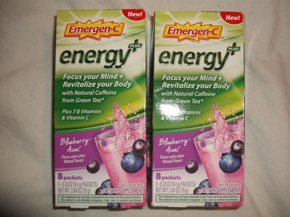 2 packs of Emergen-C Energy Blueberry Acai 16 total packets