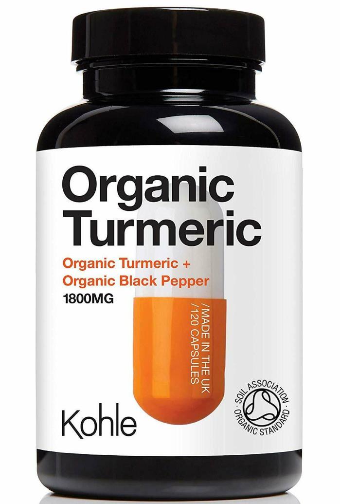 Organic 95% Turmeric Curcumin MAX STRENGTH 1800 MG,120 Capsules for Inflammation