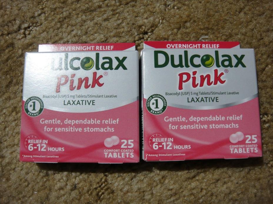 2 ~ Dulcolax PINK Laxative Tablets 25 Tablets each box Exp 4/21