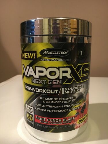 MuscleTech VAPOR X5 NEXT GEN Pre-Workout,60 Serving Fruit Punch Blast Ex 12/2018