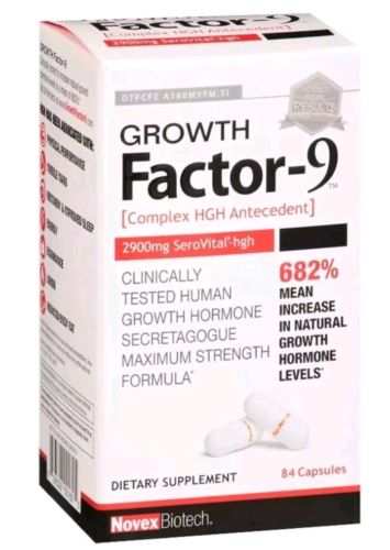 Novex Growth Factor 9 - 84 Capsules HGH-Factory Sealed  Exp 04/21