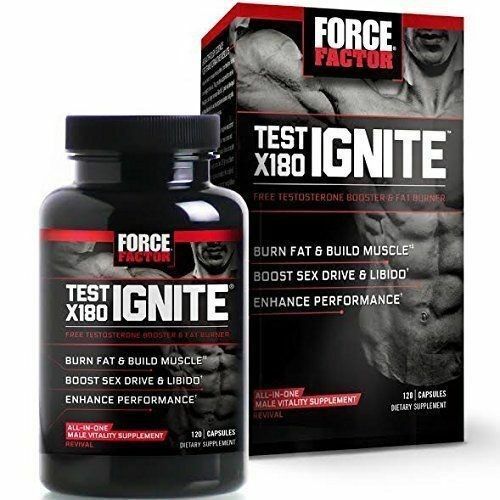 Force Factor TEST X180 IGNITE Free Testosterone Booster&FatBurner120cap 12/18