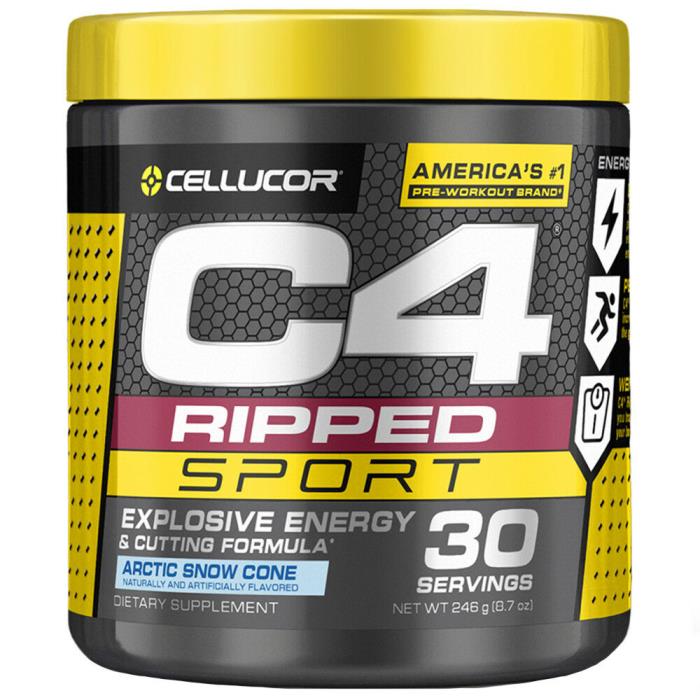 Cellucor C4 Ripped Sport Pre Workout Powder Arctic Snow Cone 30 Servings