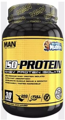 MAN Sports ISO- Protein 100% Pure Whey Protein Isolate Powder, Blueberry Muffin