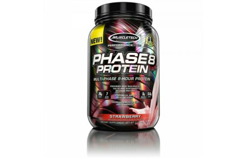 Phase8 MuscleTech Protein Powder Sustained 8 Hour Protein Shake strawberry