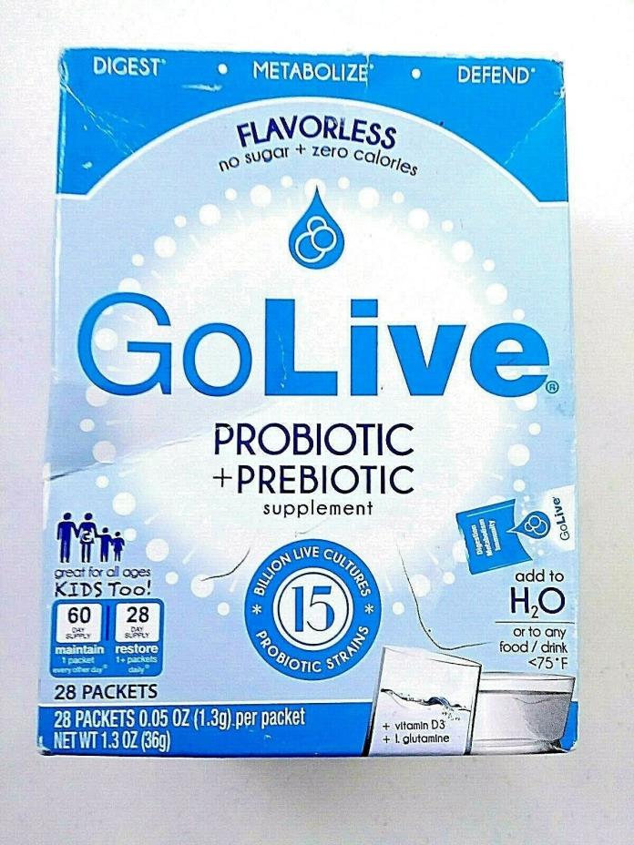 Golive Probiotic and Prebiotic Supplement Blend, Flavorless, 28-Count EXP 02 /20