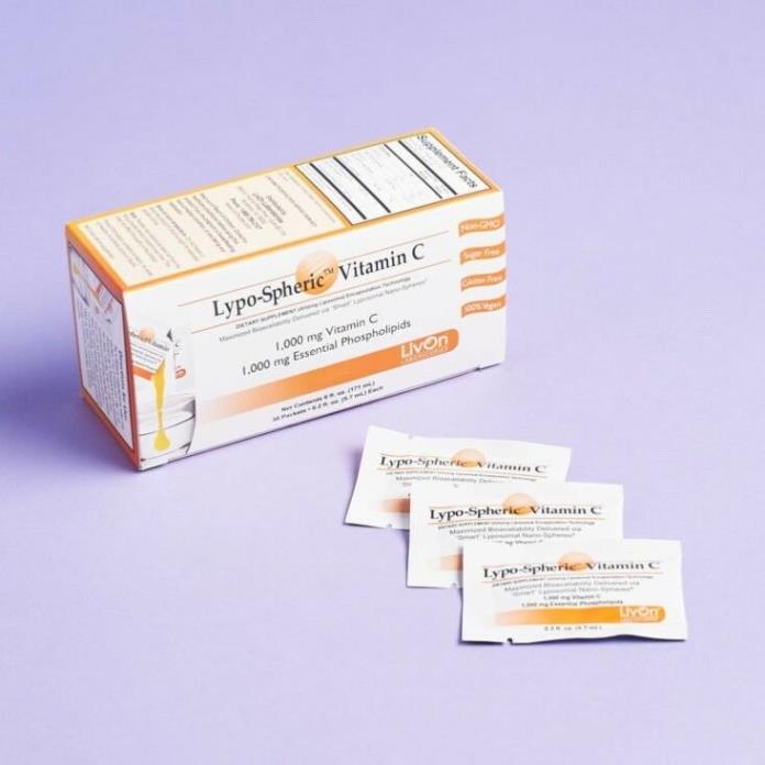 LivOn Laboratories Lypo-Spheric Vitamin C 1 000 mg 30 Packets New In Box