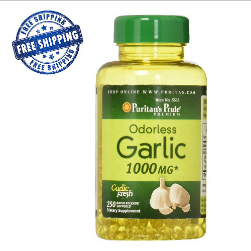 Garlic Extract Odorless 1000mg Rapid Release Softgels 250 Count Traditional Herb