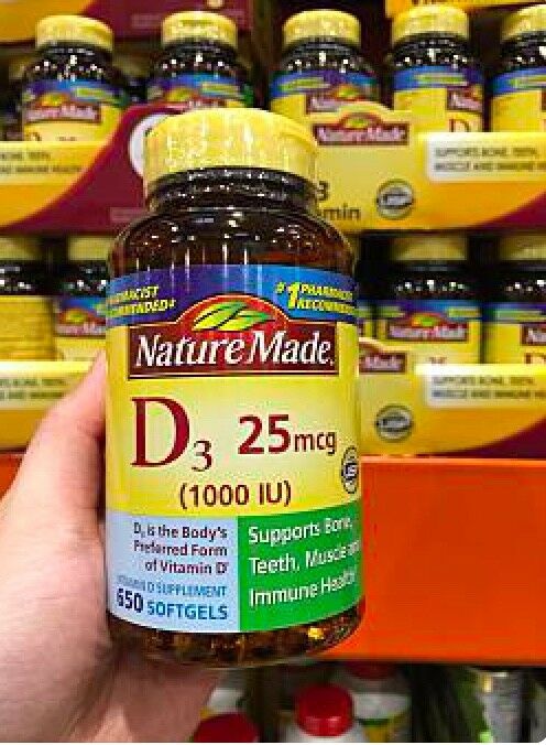 Brand New Nature Made Vitamin D3 1000 IU, 650 Softgels
