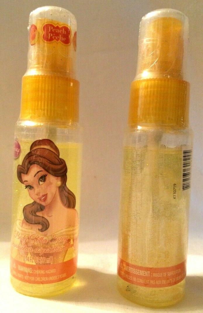2 Belle Disney Body Glitter Spray Beauty & The Beast Peach LOT Girl Children Set