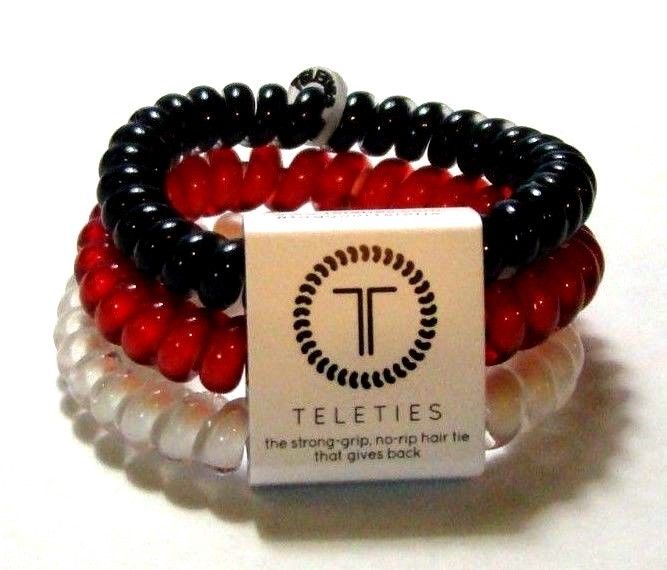 Teleties Hair Ties 3 pack Collegiate Varsity Small no tangle