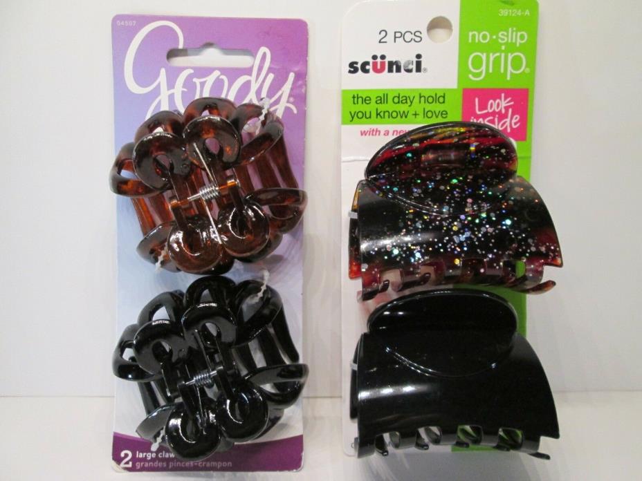 2pc Goody scunci Hair Accessories Claw Clips Brown Black Sparkles Lot#38
