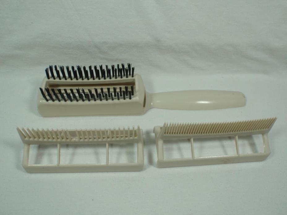 Vintage Changeable Brush Comb One Handle with 3 Different Heads