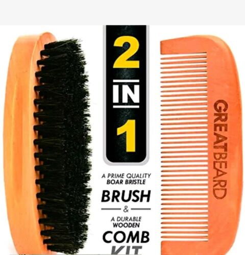 Beard Brush & Comb Kit for Men – With Wild Boar Bristles for Easy Grooming NEW