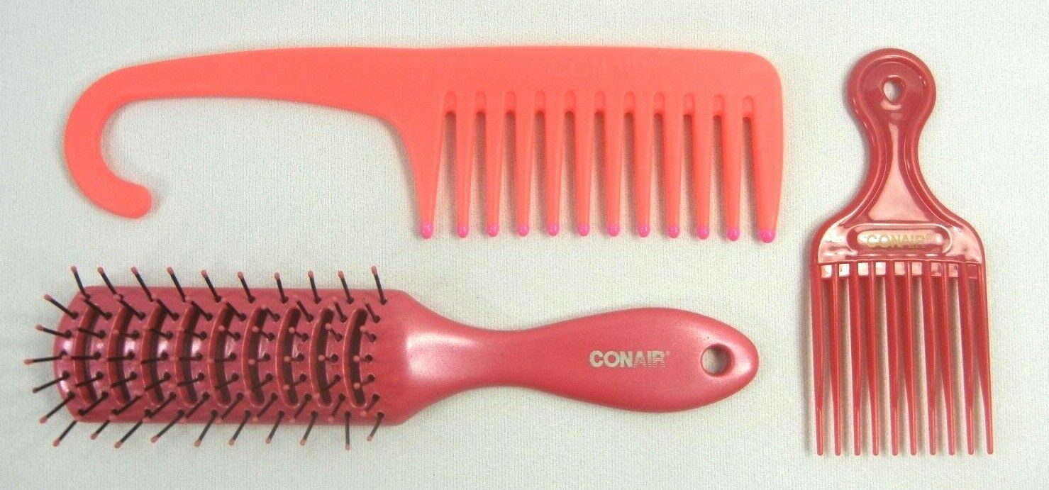 Conair Hair Brush-Shower Comb-Hair Pick Lift Lot Of 3 Hot Pink