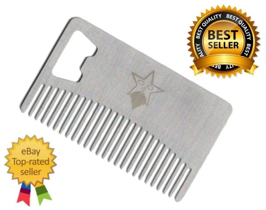 New Beard, Mustache and Hair Care Comb with Bottle Opener Wallet Size Steel