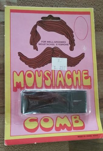 Mini Mustache Comb 1970's RARE Vintage W/ Pouch