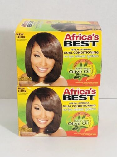 Africas Best Relaxer Regular Dual Conditioning Olive Oil Kit Lot Of 2