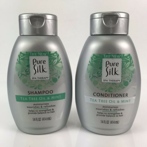 PURE SILK Spa Therapy Shampoo/ Conditioner Tea Tree Oil & Mint 14 OZ 414 ML