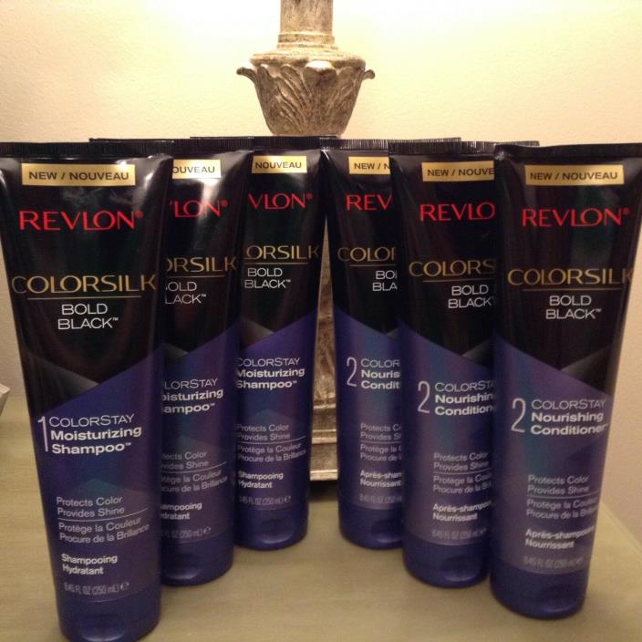 Revlon Colorsilk BOLD BLACK Shampoo(3) Conditioner(3)-8.45 oz-ColorStay--NEW